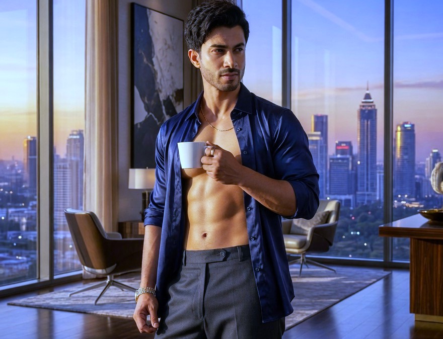 Actor showcasing trendy fashion style