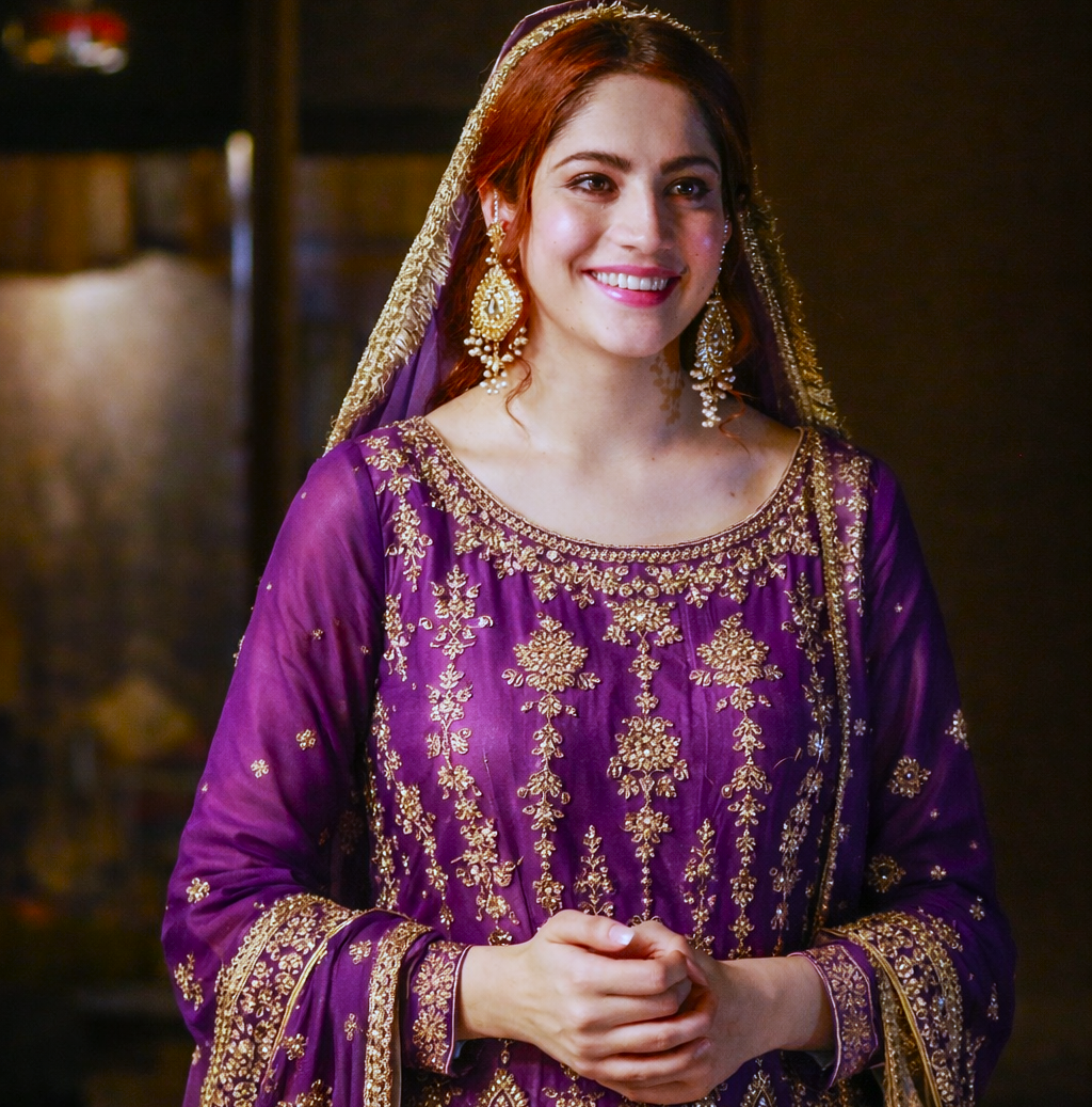 Pakistani actress smiling in studio