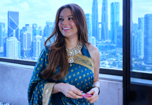 Television actress smiling naturally