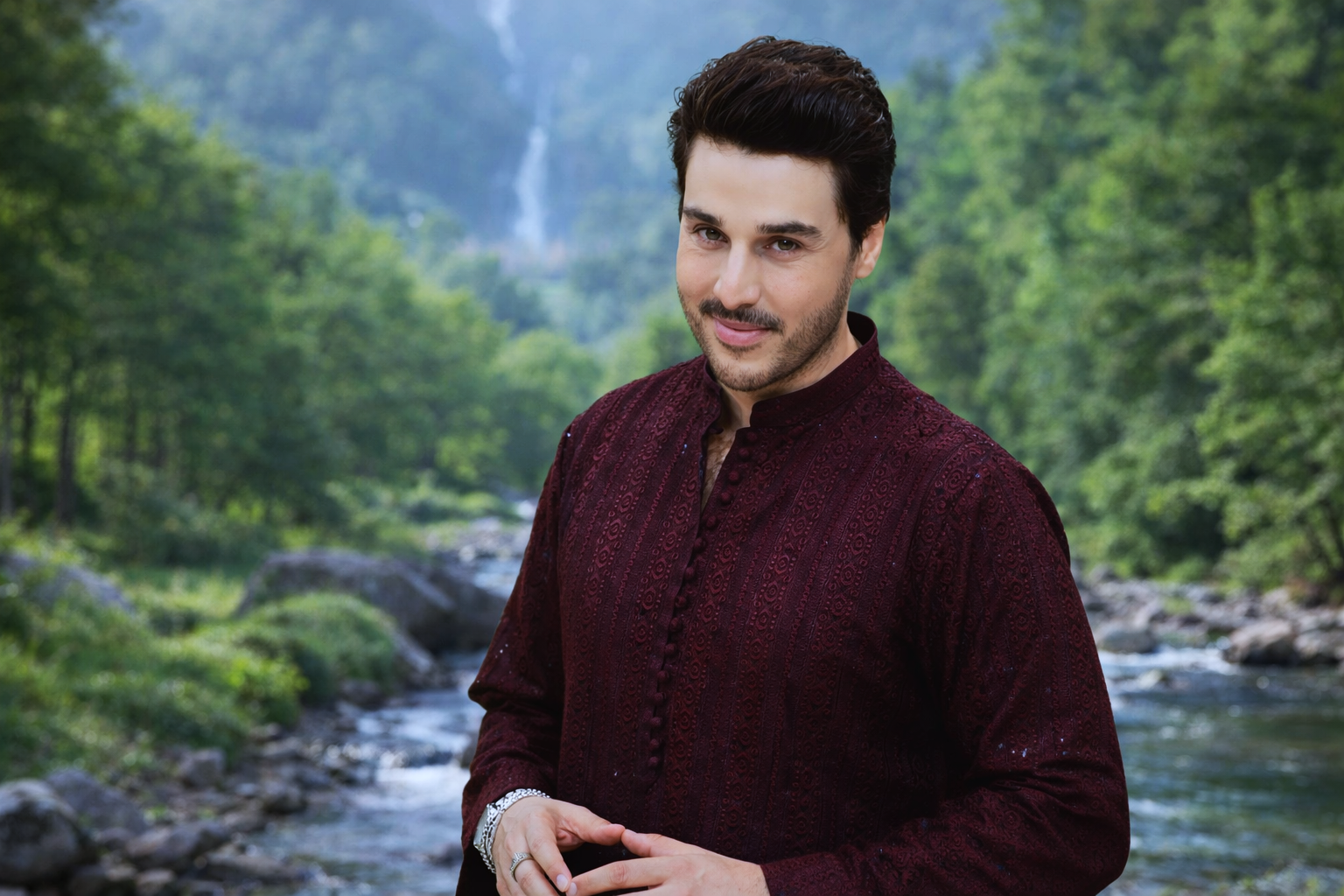 Television personality during an outdoor photography session