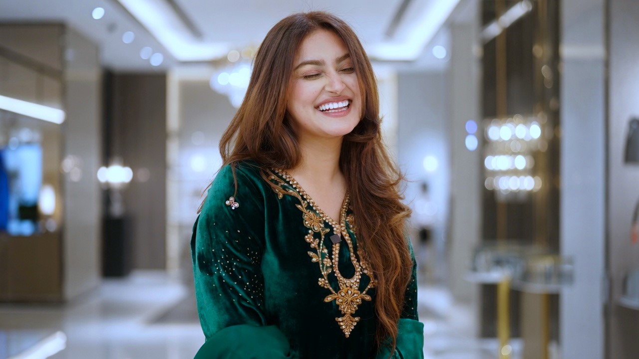 Popular Pakistani actress posing gracefully during a professional photoshoot