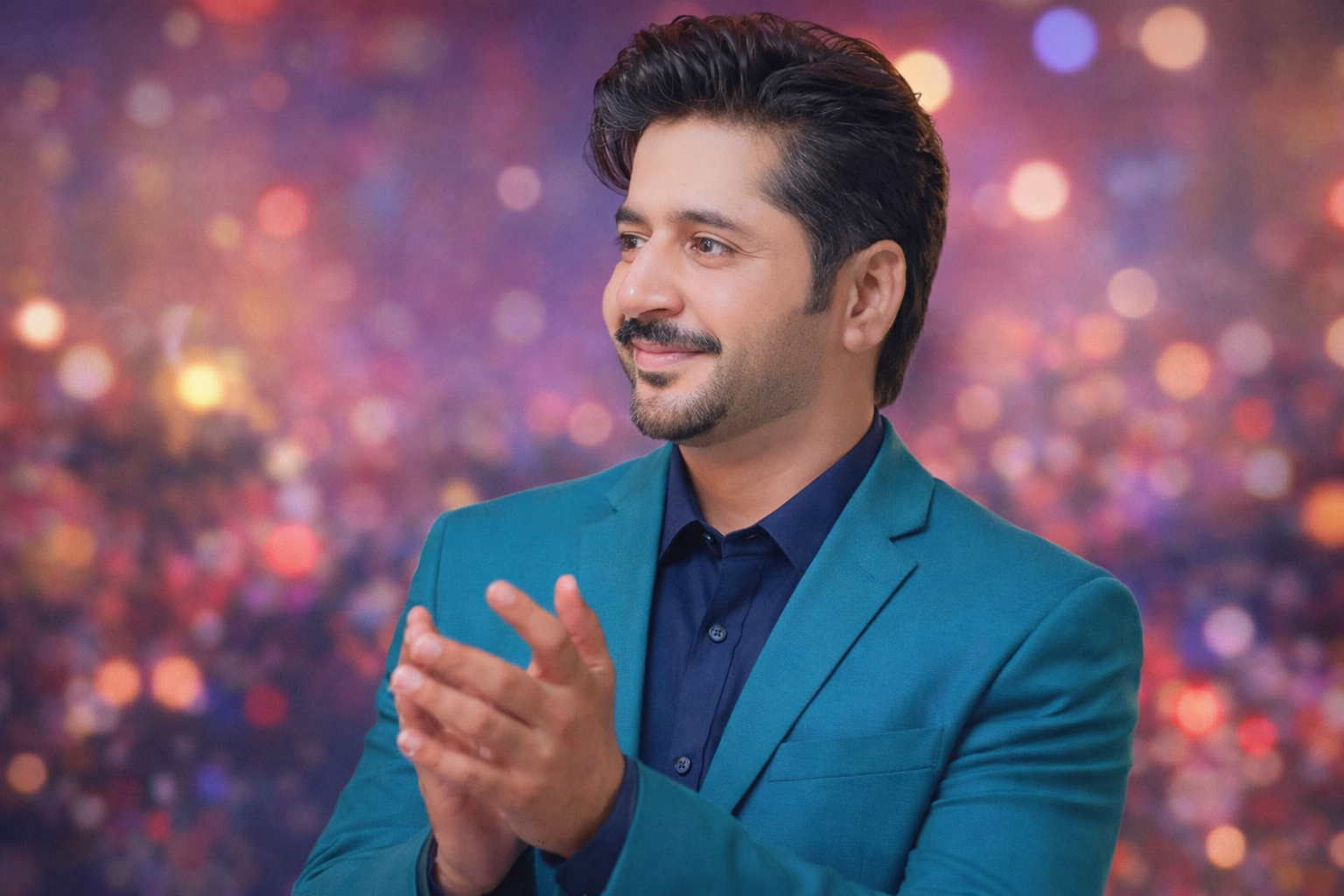 Well-known television actor in a stylish outfit