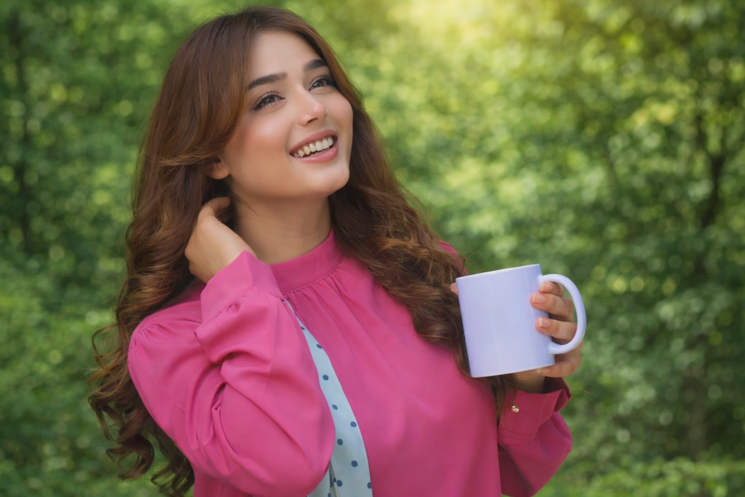 Actress posing in a fashionable evening outfit