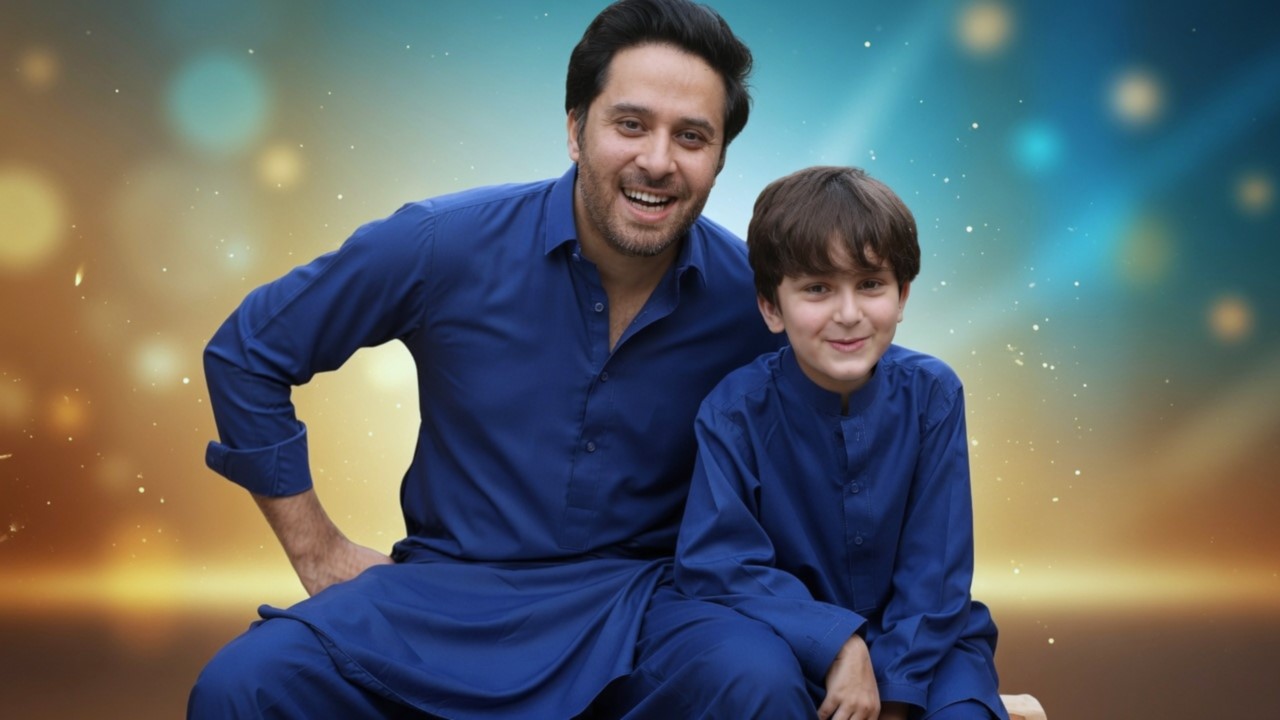 Pakistani singer actor with son