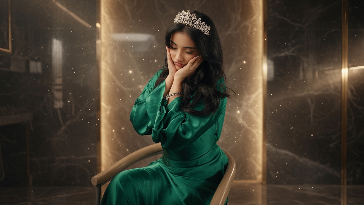 Showbiz actress relaxed sitting pose mein