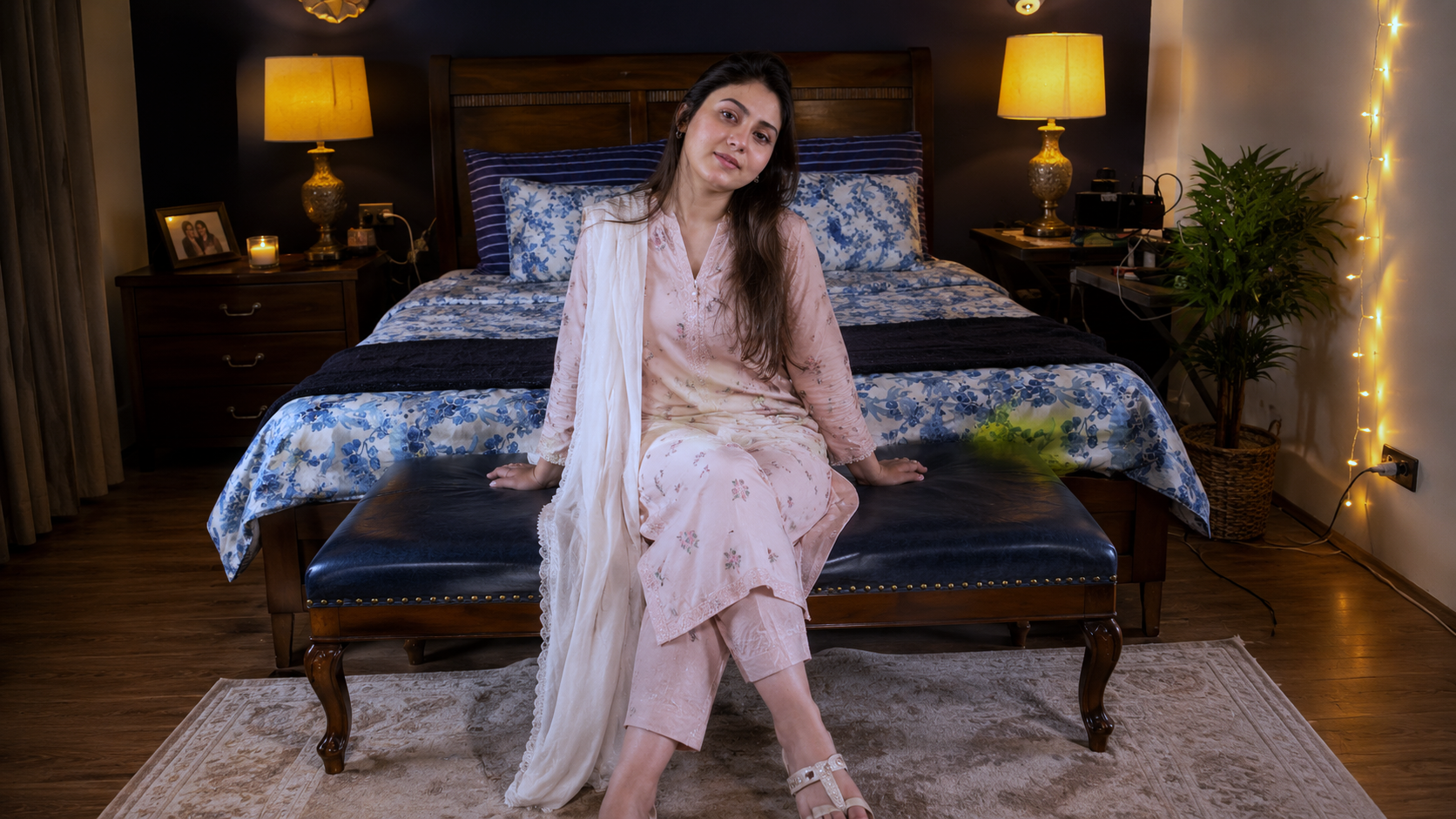 Pink traditional look mein