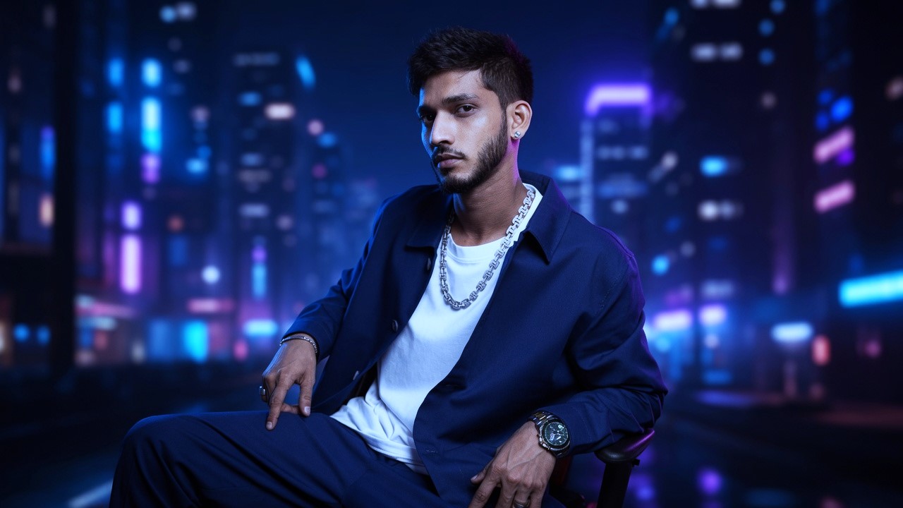 Casual portrait with city lights