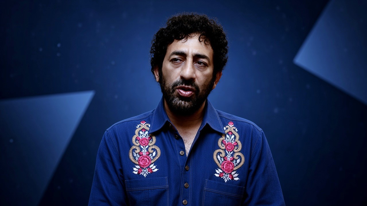Actor embroidered shirt mein interview dete huay