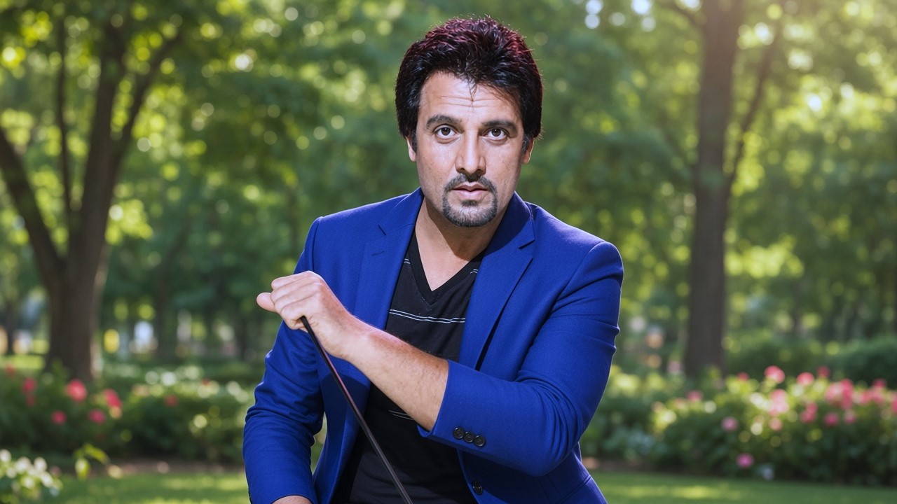 Pakistani actor blue blazer aur black shirt mein