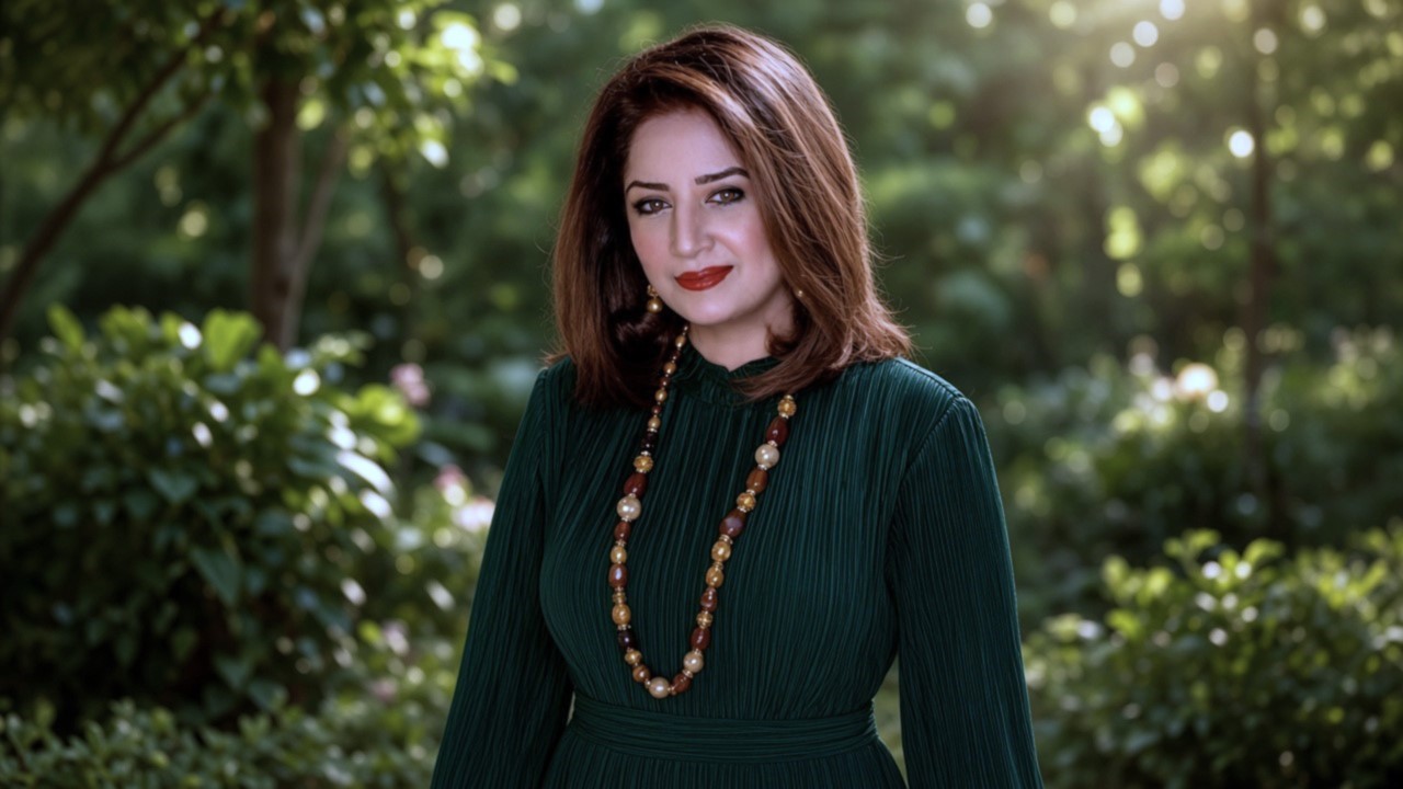 Green dress mein smile karti hui Pakistani actress