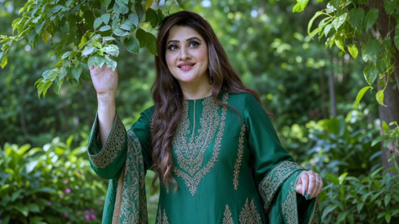 Leading superstar actress dark green luxury pret dress mein